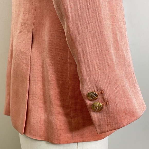 CLASSIC LUXURY VINTAGE WINDSOR BLAZER FLAX SILK CORAL SIZE EURO 40 - Picture 13 of 17